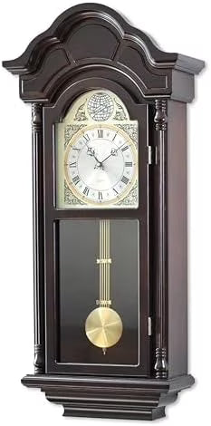 ? 26IN Grandfather Vintage Wall Clock with Pendulum and Chime, Hour/Quarter - Hour Chime, Elmwood Frame, Large Vintage Wall Clock for Living Room, Home Decor Gift