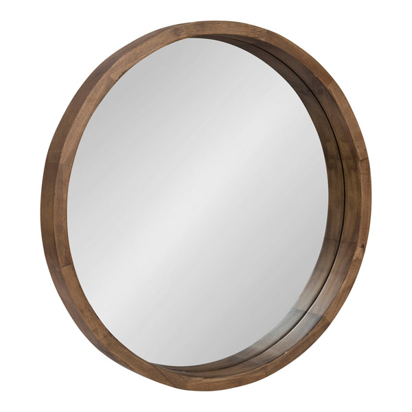 Kate and Laurel Hutton Round Wood Wall Mirror - 22" Diameter (Rustic Natural Brown)