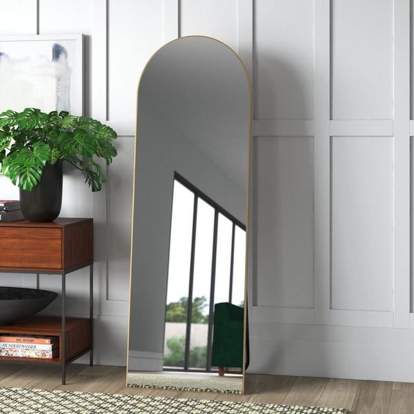 Greta Sleek Arched-Top Wall Mirror Mercury Row Finish: Gold