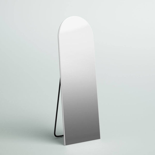 Greta Sleek Arched-Top Wall Mirror Mercury Row Finish White
