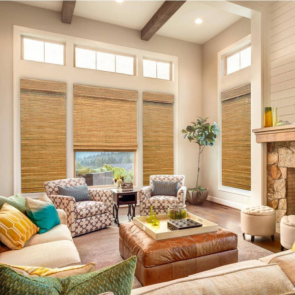 Home Decorators Collection Modern Farmhouse Cut-to-Size Honey Flat-Weave Cordless Light-filtering Bamboo Shade - 22 in. W x 48 in. L