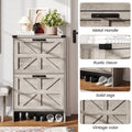 VEANERWOOD Shoes Storage Cabinet with Doors, Farmhouse Shoe Cabinet with 2 Flip Drawers for Entryway, Gray