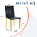 Set of 4 Black PU Leather Backrest Chairs with Gold Metal Legs - A Perfect Pairing, Ideal for Minimalist and Modern Home Decor Styles, with Product Dimensions of 16.2*18.5*34.6 in