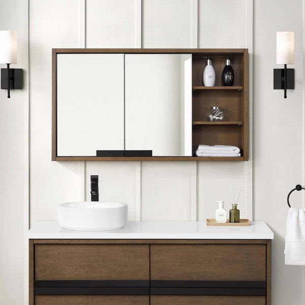 Home Decorators Collection Kordite 42 in. W x 7 in. D x 24 in. H Rectangular Surface Mount Almond Latte Medicine Cabinet with Mirror