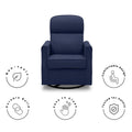 Delta Children Clair Slim Nursery Glider Swivel Rocker Chair. Navy