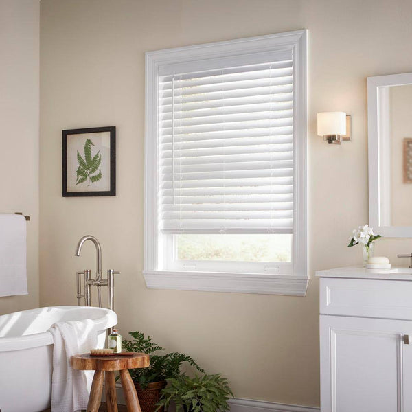 Home Decorators Collection White Cordless Room Darkening 2 in. Faux Wood Blind for Window - 15.75 in. W x 36 in. L