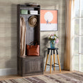 HOMCOM Rustic Hall Tree with Shoe Storage Bench, Entryway Bench with Coat Rack, Accent Coat Tree with Storage Shelves for Hallway, Mudroom, White