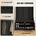 HOMCOM 3 - in - 1 Hall Tree with Shoe Storage, Standing Coat Rack with Shoe Bench, Entryway Furniture with Five Hooks, White Wood Grain