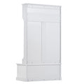 Hall Tree with Upholstered Bench and Coat Rack, Entryway Bench with 3 Hooks, 3 Open Shelves, 2 Drawers & Storage Cabinets, Mudroom Bench with Storage and Hooks for Foyer, Entry Way, Hallway (Beige)