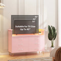 Garvee Dresser for Bedroom 6 Drawer with LED Light & Charging Station, Wooden Dressers and Chests of Drawers with 2 - Tier Open Shelves, Wide Dresser Organizer for Living Room Hallway Entryway, Pink