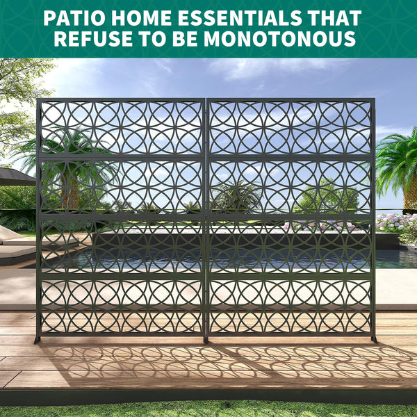Accreate Decorative Wrought Privacy Screen - Easy Snap - Together Room Divider for Indoor/Outdoor Use, Breathable Wind - Resistant Partition with Anti - Tip Base (6x3.8ft)