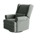 Royalcraft Swivel Nursery Glider Recliner, Comfy Upholstered Glider Chair with Lumbar Pillow and Footrest, Beige