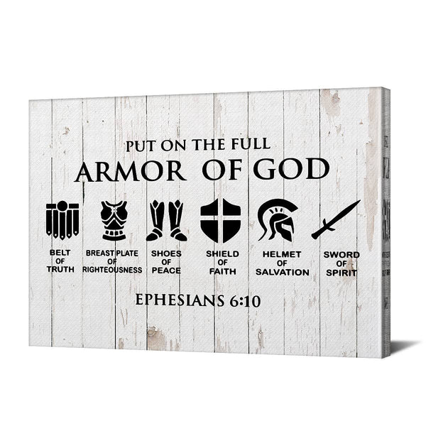 Christian Canvas Wall Art Framed Put On The Full Armor of God Bible Poster Print Canvas Painting Picture Sign Home Decoration 12x15