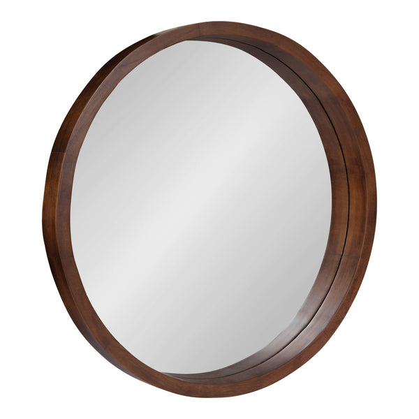 Kate and Laurel Hutton Round Wood Wall Mirror - 22", Walnut Brown