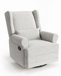 Royalcraft Swivel Nursery Glider Recliner, Comfy Upholstered Glider Chair with Lumbar Pillow and Footrest, Beige