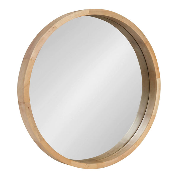 Kate and Laurel Hutton Round Wood Wall Mirror - 22" Diameter - Natural