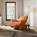 Royalcraft Swivel Nursery Glider Recliner, Comfy Upholstered Glider Chair with Lumbar Pillow and Footrest, Beige