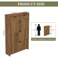 Shoe Cabinet, Free Standing Tipping Bucket Shoe Rack Organizer with 3 Flip Drawers, Modern Entryway Narrow Shoe Rack with 2 Drawers & Top Storage, for Hallway Bedroom, Walnut