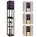 Floor Lamp with Shelves Corner Display Bookshelf Lamp for Living Room and Bedroom Purple Purple Wall Decor Purple Flower LED Modern Shelf Floor Lamp 3 Color Temperature