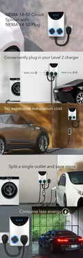 Lectron NEMA Socket Splitter - Power Your EV Charger and High - Powered Appliance from the Same Outlet (NEMA 14 - 50 to NEMA 14 - 50 / NEMA 14 - 50 Splitter)