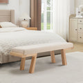 Zesthouse 47.4" Linen Upholstered Bench, Entryway Bench with Solid Wood Legs, Modern Ottoman Bench for Living Bedroom Room, Beige