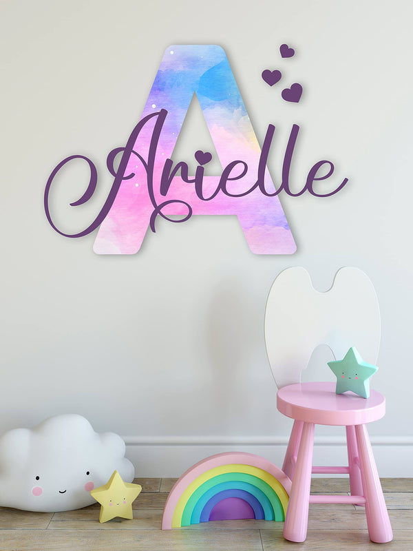 Cryptonite Multiple Font Wall Decor Bright Letter and Shimmer Colors I Custom Name & Initial I Baby Girl I Nursery Wall Decal for Baby Room