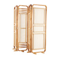 Decmode 79" x 70" Brown Teak Wood Handmade Foldable Partition 4 Panel Room Divider Screen with Woven Rattan Panels, 1 - Piece