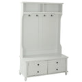 Hall Tree with Upholstered Bench and Coat Rack, Entryway Bench with 3 Hooks, 3 Open Shelves, 2 Drawers & Storage Cabinets, Mudroom Bench with Storage and Hooks for Foyer, Entry Way, Hallway (Beige)