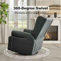 Royalcraft Swivel Nursery Glider Recliner, Comfy Upholstered Glider Chair with Lumbar Pillow and Footrest, Beige