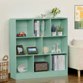 8 Cube Bookshelf with Base, 3 Tier Modern Mint - Green Bookcase, Standing Wide Bookshelves Storage Organizer Toy Shelf, Wood Display Children'S Book Shelves for Bedroom, Living Room, Nursery