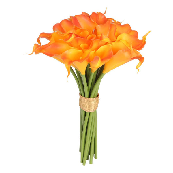 Easin Calla Lily Bridal Bouquet Wedding Flowers 20 Pcs A Set Artificial Flowers Home Decor Real Touch (Orange)