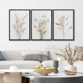 IDEA4WALL Framed Canvas Print Wall Art Set of 3 Wildflower Floral Botanical Prints, Modern Farmhouse Flowers Wall Decor, Large Wall Art, Minimalist Artwork for Home Decor - Black 16"x24"x3
