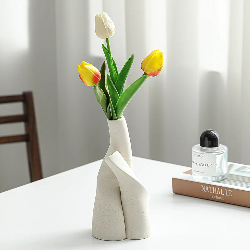 Nordic Shaped Double Ceramic Vase Set  – Modern Home Decor Ornament