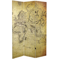 Oriental Furniture 6 Ft. Tall Vintage World Map Canvas Room Divider - 3 Panel