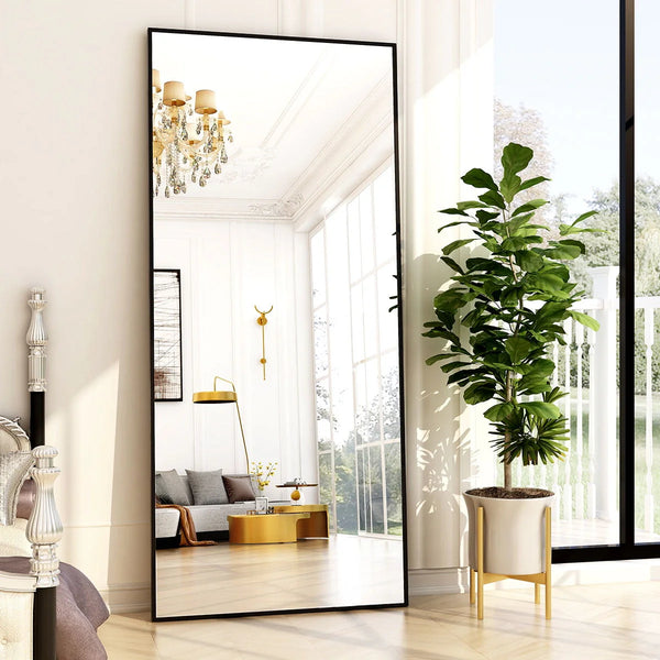 BEAUTYPEAK Full Length Mirror 71"x26" Rectangle Wall Mirror Floor Mirrors for Leaning, Black