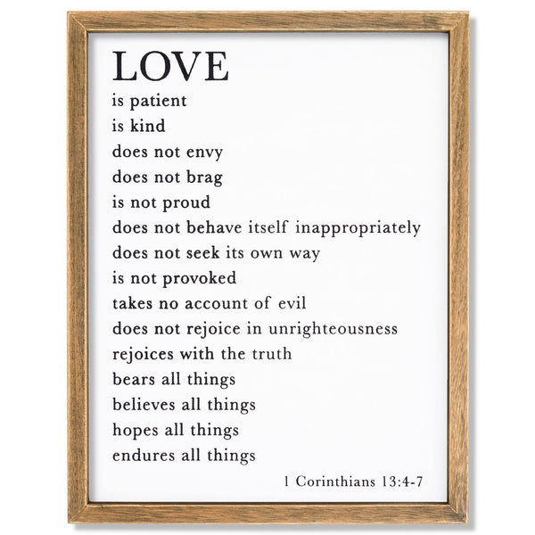 Farmlyn Creek Christian Religious Scripture Wall Art Decor, 1 Corinthians 13 4-7, Rustic Style Home Decorations (11.75 x 15 in)