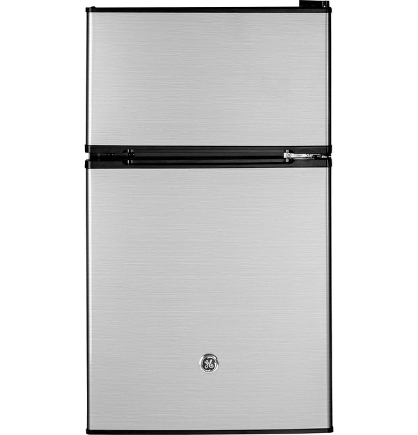GE Appliances 3.1 Cu. Ft. Freestanding Double Door Compact Refrigerator, Steel