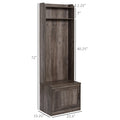 HOMCOM Rustic Hall Tree with Shoe Storage Bench, Entryway Bench with Coat Rack, Accent Coat Tree with Storage Shelves for Hallway, Mudroom, White