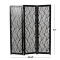 Decmode 60" x 72" Black Mango Wood Abstract Wavy Cutout 3 Panel Room Divider Screen, 1 - Piece
