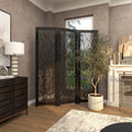 Decmode 60" x 72" Black Mango Wood Abstract Wavy Cutout 3 Panel Room Divider Screen, 1 - Piece