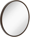 Hamilton Hills Clean Large Modern Wenge 32" Wood Round Frame Wall Mirror | 1