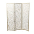 Decmode 60" x 72" Black Mango Wood Abstract Wavy Cutout 3 Panel Room Divider Screen, 1 - Piece