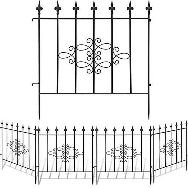 Amagabeli GARDEN & HOME Decorative Garden Fence GFP008 27inx10ft Outdoor Coated Rustproof Metal Garden Fencing Panel Animal Barrier Iron Folding Edge Wire Border Fence Ornamental for Patio Landscape
