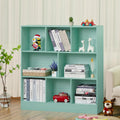 8 Cube Bookshelf with Base, 3 Tier Modern Mint - Green Bookcase, Standing Wide Bookshelves Storage Organizer Toy Shelf, Wood Display Children'S Book Shelves for Bedroom, Living Room, Nursery