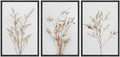 IDEA4WALL Framed Canvas Print Wall Art Set of 3 Wildflower Floral Botanical Prints, Modern Farmhouse Flowers Wall Decor, Large Wall Art, Minimalist Artwork for Home Decor - Black 16"x24"x3