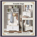 Hall Tree with Upholstered Bench and Coat Rack, Entryway Bench with 3 Hooks, 3 Open Shelves, 2 Drawers & Storage Cabinets, Mudroom Bench with Storage and Hooks for Foyer, Entry Way, Hallway (Beige)