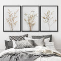 IDEA4WALL Framed Canvas Print Wall Art Set of 3 Wildflower Floral Botanical Prints, Modern Farmhouse Flowers Wall Decor, Large Wall Art, Minimalist Artwork for Home Decor - Black 16"x24"x3