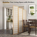 JOSTYLE Room Divider Wall Shoji Screen, 6 Panel Folding Privacy Screen for Room Separation, Japanese Wood Room Divider Screen, 5.9 Ft, Natural