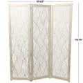Decmode 60" x 72" Black Mango Wood Abstract Wavy Cutout 3 Panel Room Divider Screen, 1 - Piece