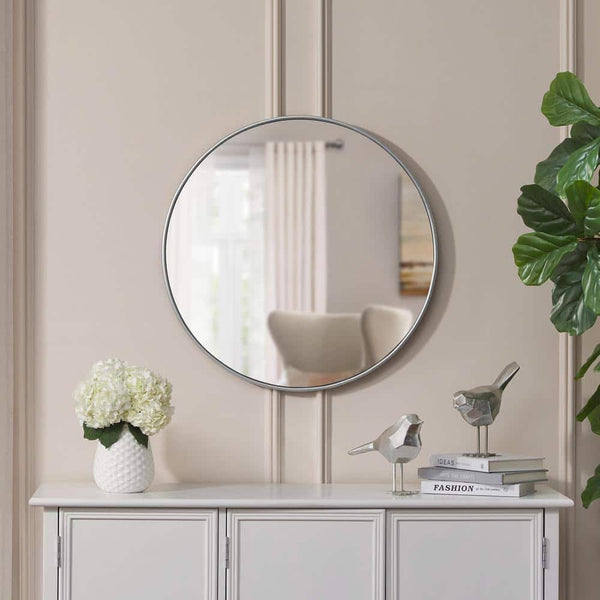 Home Decorators Collection Medium Round Silver Classic Accent Mirror (24 in. Diameter)